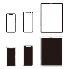 スマホ＆タブレットのイラスト　セット　縦位置