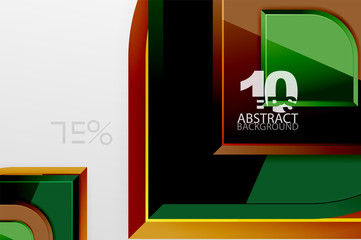 Glossy glass squares with round elements geometric composition. Abstract geometric background with 3d effect composition For Wallpaper, Banner, Background, Card, Book Illustration, landing page