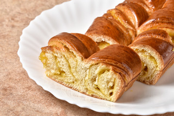 Sweet roll with lemon. Fresh bakery