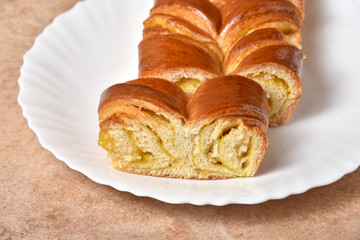 Sweet roll with lemon. Fresh bakery