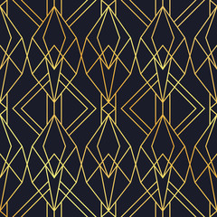 Luxury art deco gold black seamless pattern