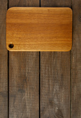 empty cutting board on wooden surface