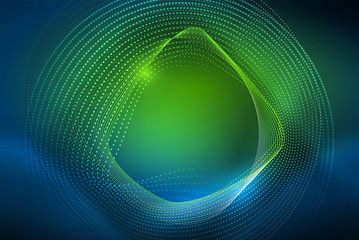 Abstract particles, wave background, neon motion techno design