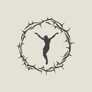 crucified figure inside thorn crown clip art preview