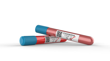 Virus. Corona test. Blood test. 3D rendering.