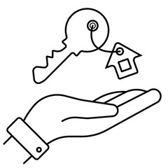 Holding house key icon vector