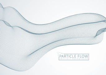 Wave of particles. Blurred dots vector abstract background. Beautiful wave shaped array of defocused points.