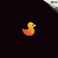 Duck Logo Design With Luxury Gold Colour. Duck Logo Template. Modern Design. Flat Logo. Vector Illustration