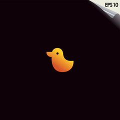Duck Logo Design With Luxury Gold Colour. Duck Logo Template. Modern Design. Flat Logo. Vector Illustration