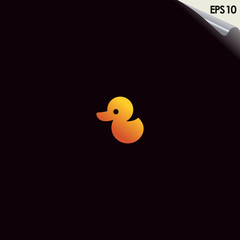 Duck Logo Design With Luxury Gold Colour. Duck Logo Template. Modern Design. Flat Logo. Vector Illustration
