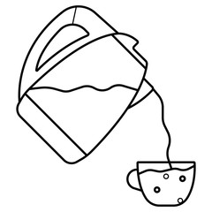 Pouring water into a cup from a kettle, vector