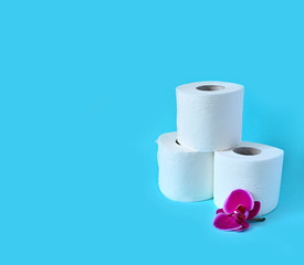 Toilet paper on azure background