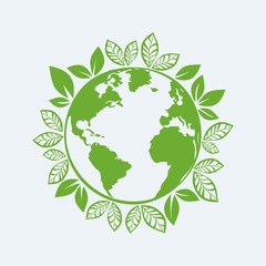 Planet earth with plants