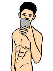 Fototapeta premium cartoon cute man on white background