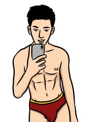 Fototapeta premium cartoon cute man on white background