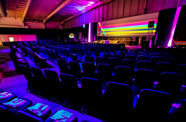 empty chairs in large Conference hall for Corporate Convention or Lecture