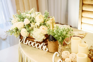 wedding bouquet on the table