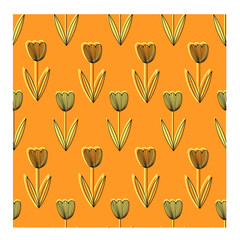 Seamless pattern with tulip
