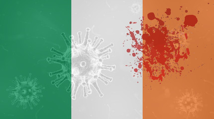 Coronavirus: flag with blood of Ireland