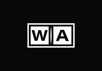 Minimalist Logo Featuring the Letters WA in a White Box on a Black Background