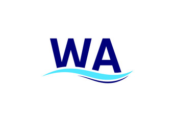 Creative WA Logo Featuring Bold Letters with a Water Swirl Design for Branding