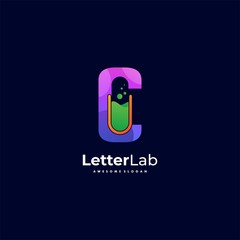 Vector Logo Illustration Letter and Lab Gradient Colorful Style.