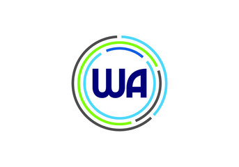 W A, WA Initial Letter Logo design vector template, Graphic Alphabet Symbol for Corporate Business Identity