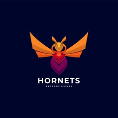 Vector Logo Illustration Hornets Colorful Style.