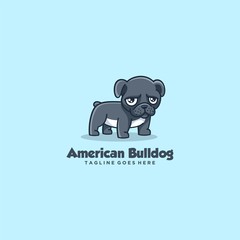 Vector Logo Illustration Bulldog Simple Mascot Style.
