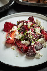 beet and carrot salad with feta cheese