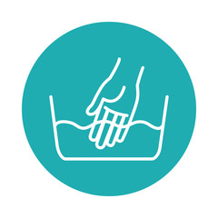 hand in a cleaning bucket icon, block style