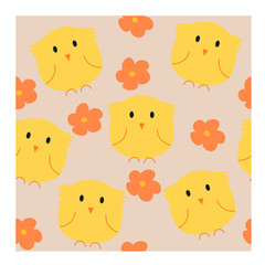 Seamless pattern with little chick