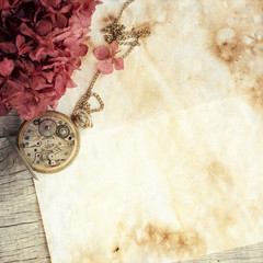 Old  paper with dried flowers