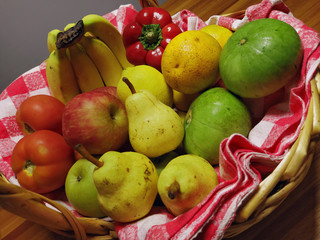 Colorful and healthy fruit basket