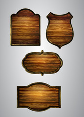 Naklejka premium Vector realistic illustration of wooden signboard