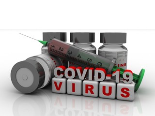 3D illustration covid 19 blood testing with sample bottle