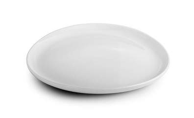 empty white plate isolated on white background