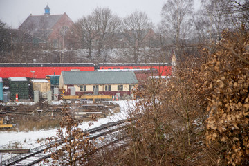 Train station in snow