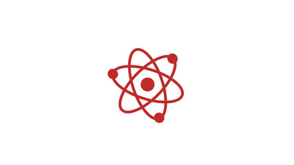 Red atom icon on white background,Atom icon