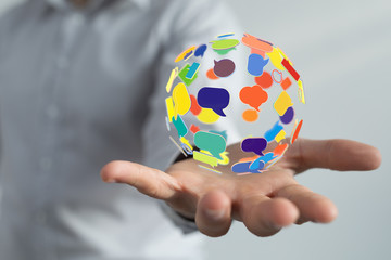 speech bubbles. People Chatting. 3d illustration of a communication concept, relating to feedback 3d