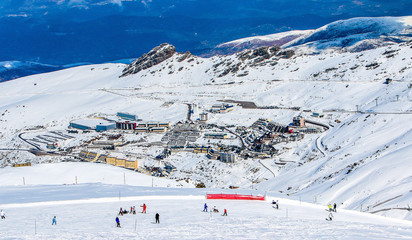 SIERRA NEVADA, SPAIN - FEBRUARY 10: The ski resort of Sierra Nevada is one of the best in Spain for...