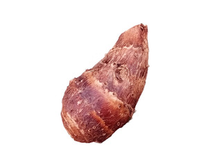 Baby taro root isolated on white background.