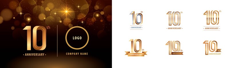 Set of 10th Anniversary logotype design, Ten years Celebrate Anniversary Logo - obrazy, fototapety, plakaty