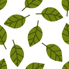 leaf seamless doodle pattern, vector illustration
