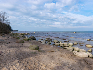lovely sea scenery, beautiful clouds, lots of rocks