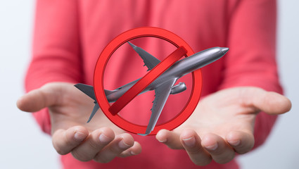 No flying symbol on white background with prohibit sign vector on isolated white background.