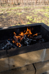 Fire in the grill for a barbecue party