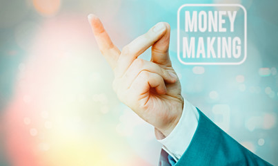 Writing note showing Money Making. Business concept for producing a profit especially with little...