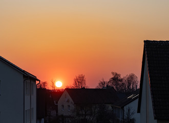 sunset in city