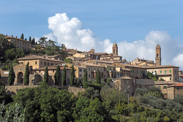 Fototapeta na wymiar Europe, Italy, march 2020 Montalcino is an Italian town in the province of Siena in Tuscany famous for the production of Brunello di Montalcino red wine